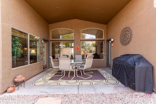 view of patio featuring a grill