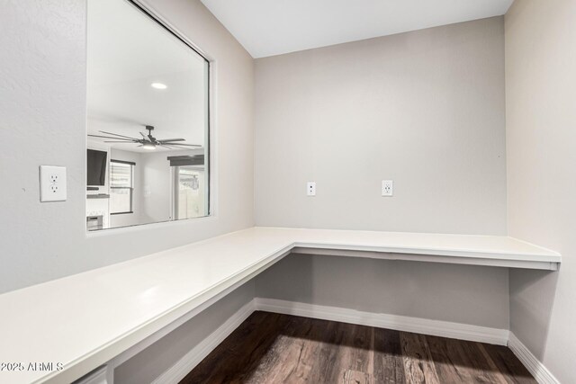 21972 N 97th Gln, Peoria, AZ 85383 - interior space with a ceiling fan, baseboards, dark wood finished floors, and recessed lighting