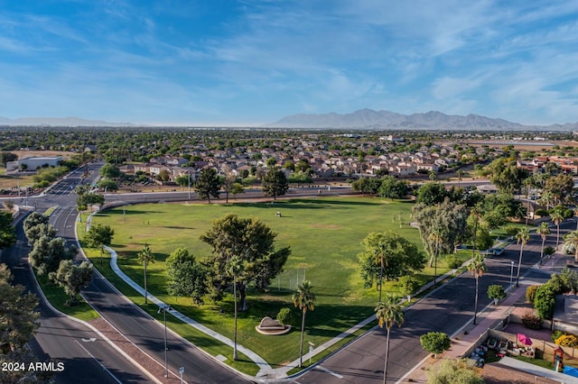 drone / aerial view with a mountain view