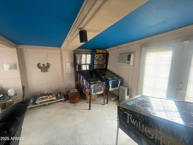 view of patio featuring a wall mounted air conditioner