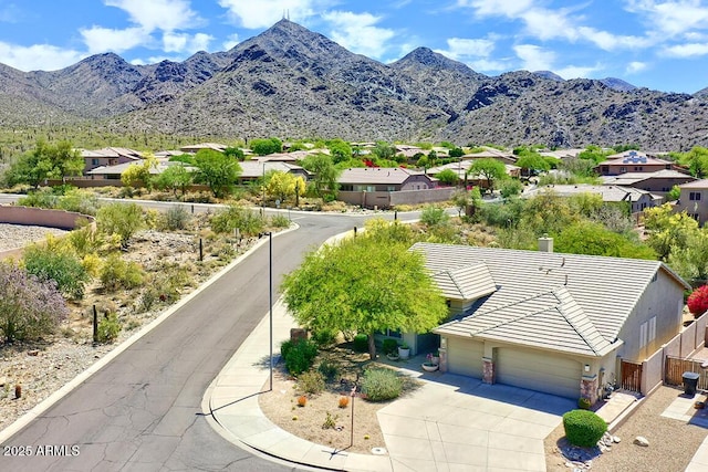 view of mountain feature featuring a residential view