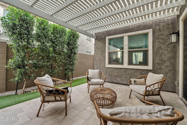 view of patio featuring a pergola