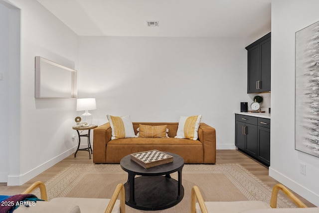 living room featuring light hardwood / wood-style floors