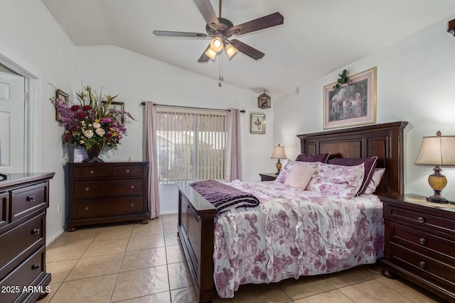10465 W Windsor Blvd, Glendale, AZ 85307 - bedroom featuring lofted ceiling, light tile patterned floors, ceiling fan, and access to exterior
