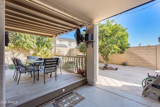 deck featuring a patio area