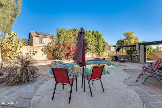 view of patio featuring a fenced in pool