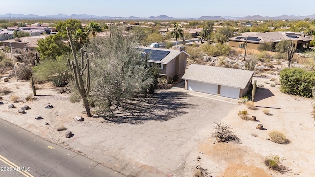 aerial view featuring a residential view and a mountain view