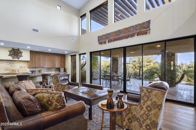 36389 N 105th Pl, Scottsdale, AZ 85262 - living area with hardwood / wood-style floors and a high ceiling