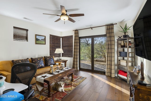 36389 N 105th Pl, Scottsdale, AZ 85262 - living area featuring hardwood / wood-style floors and a ceiling fan