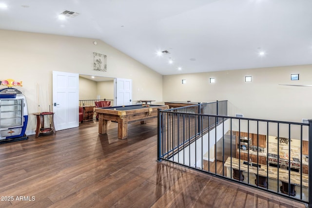 36389 N 105th Pl, Scottsdale, AZ 85262 - playroom featuring wood finished floors, lofted ceiling, billiards table, and baseboards