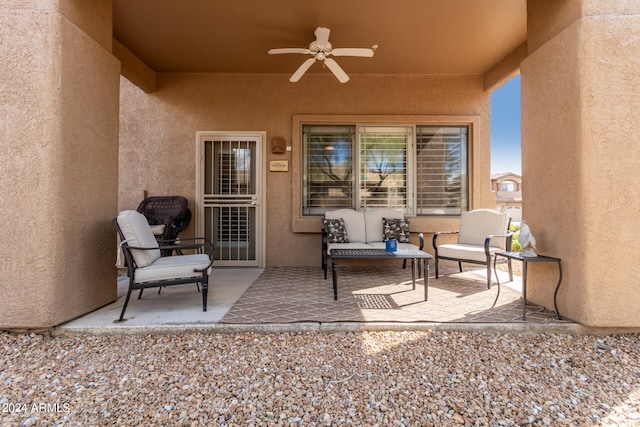 view of patio / terrace with outdoor lounge area and ceiling fan