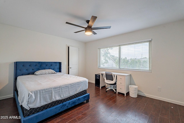 6216 W Poinsettia Dr, Glendale, AZ 85304 - bedroom with wood finished floors, baseboards, and ceiling fan