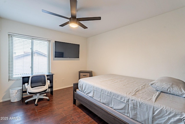 6216 W Poinsettia Dr, Glendale, AZ 85304 - bedroom featuring dark wood-type flooring, baseboards, and ceiling fan