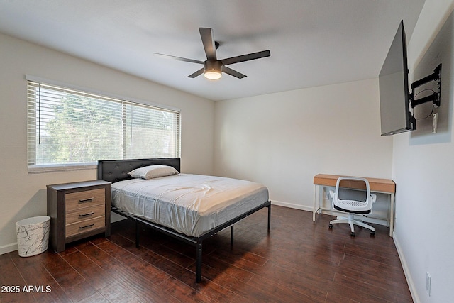 6216 W Poinsettia Dr, Glendale, AZ 85304 - bedroom with baseboards, dark wood-style floors, and a ceiling fan