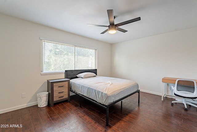 6216 W Poinsettia Dr, Glendale, AZ 85304 - bedroom featuring dark wood-type flooring, baseboards, and ceiling fan