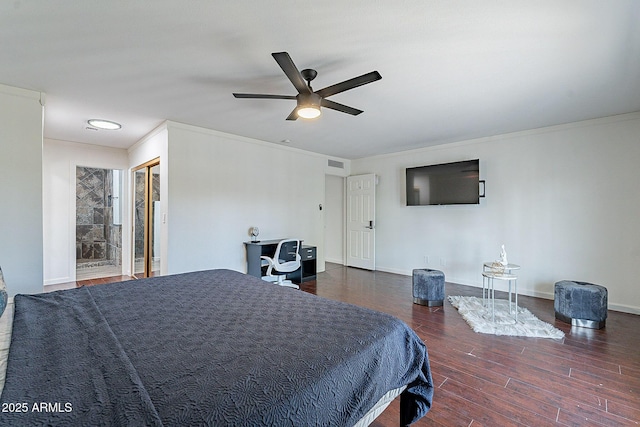 6216 W Poinsettia Dr, Glendale, AZ 85304 - bedroom featuring wood finished floors, ceiling fan, baseboards, and crown molding