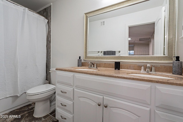 6216 W Poinsettia Dr, Glendale, AZ 85304 - full bath featuring toilet, double vanity, and shower / bathtub combination with curtain