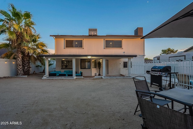 6216 W Poinsettia Dr, Glendale, AZ 85304 - rear view of house featuring a chimney, fence, and a patio