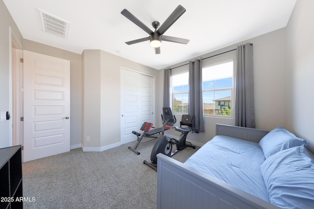 9750 E Radioactive Dr, Mesa, AZ 85212 - carpeted bedroom with baseboards, a closet, and ceiling fan