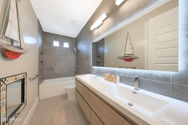 9750 E Radioactive Dr, Mesa, AZ 85212 - full bathroom with toilet, double vanity, and washtub / shower combination