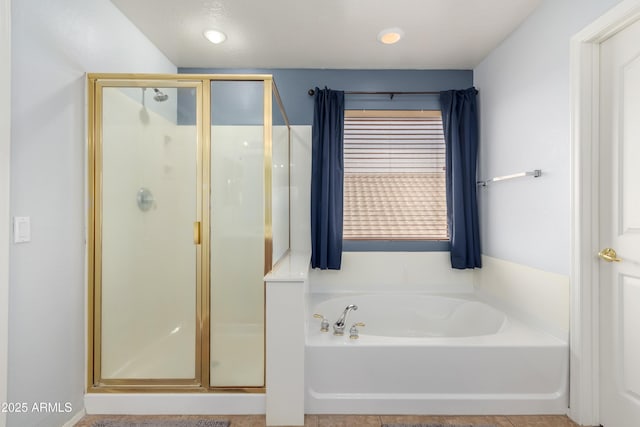 bathroom with plus walk in shower