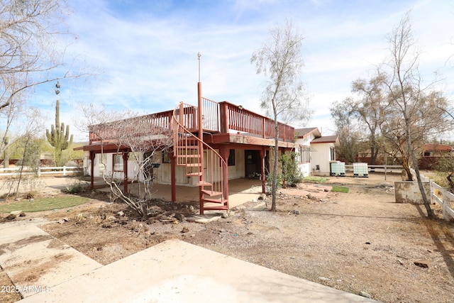 36655 N 25th St, Cave Creek, AZ 85331 - rear view of property featuring a wooden deck, stairway, and a patio
