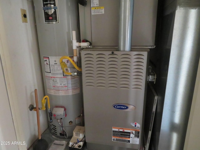 utilities with heating unit and gas water heater