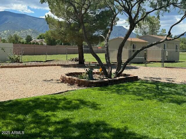 view of yard featuring a mountain view