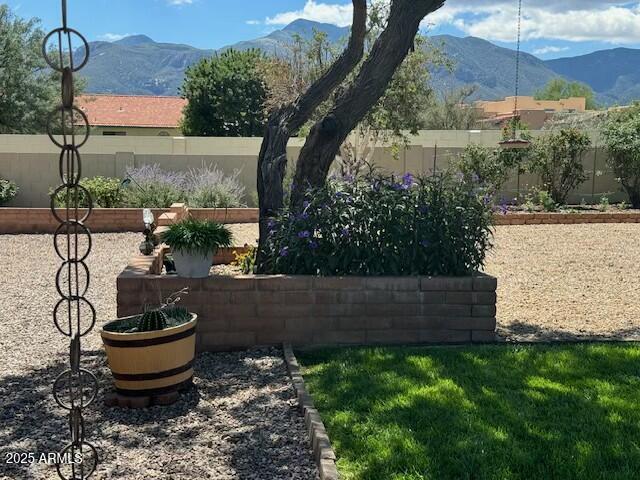 view of yard with a mountain view