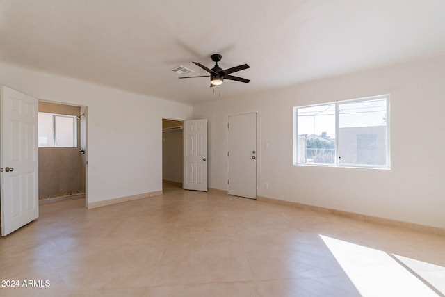 unfurnished bedroom with ceiling fan