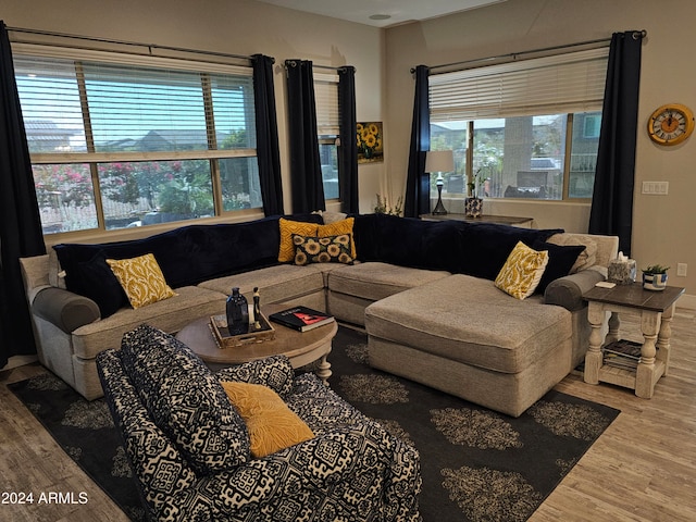 living room with hardwood / wood-style floors