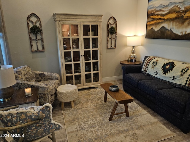 living room with hardwood / wood-style flooring