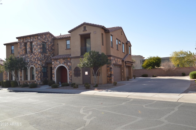 view of building exterior featuring a garage