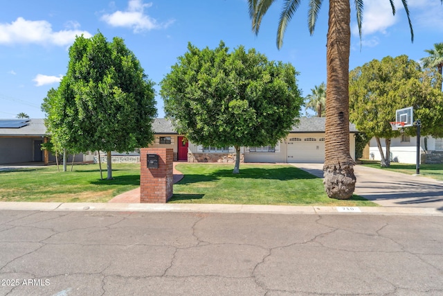 710 E Hayward Ave, Phoenix, AZ 85020 - view of property hidden behind natural elements with a front lawn, driveway, and an attached garage