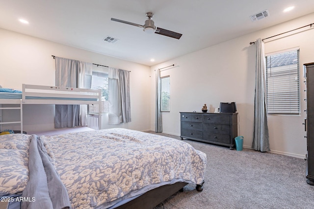 22960 N 94th Ln, Peoria, AZ 85383 - carpeted bedroom featuring baseboards, ceiling fan, and recessed lighting