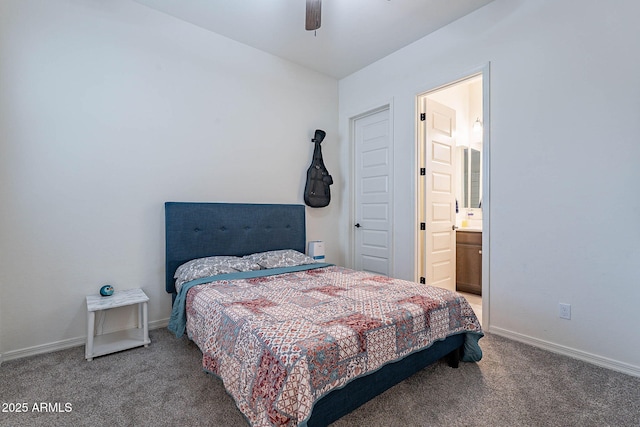 22960 N 94th Ln, Peoria, AZ 85383 - carpeted bedroom with ensuite bathroom, a ceiling fan, and baseboards