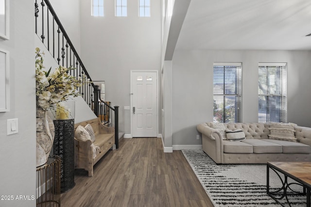 foyer with hardwood / wood-style floors