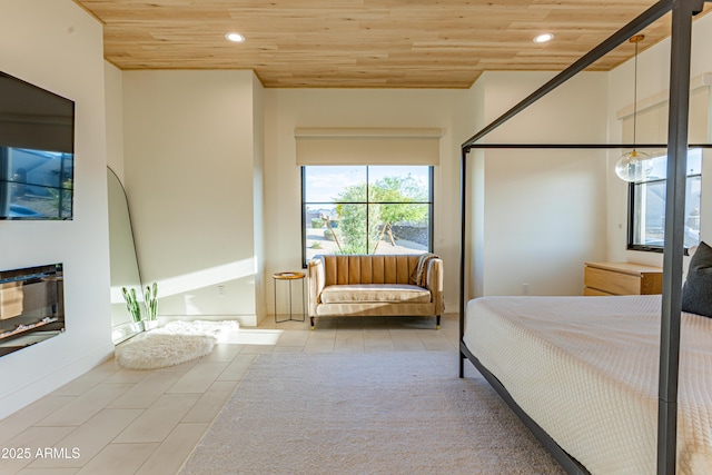 10918 W Dove Roost Rd, Queen Creek, AZ 85144 - tiled bedroom with wood ceiling and recessed lighting