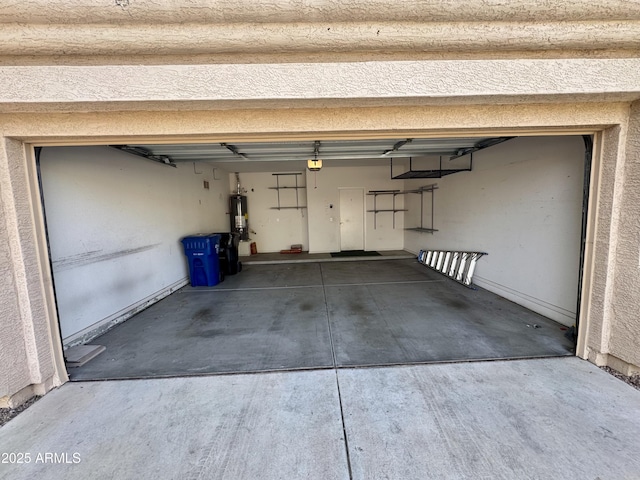 garage featuring water heater