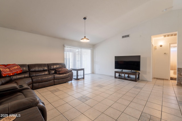 10305 E Dragoon Ave, Mesa, AZ 85208 - living area featuring light tile patterned floors and high vaulted ceiling