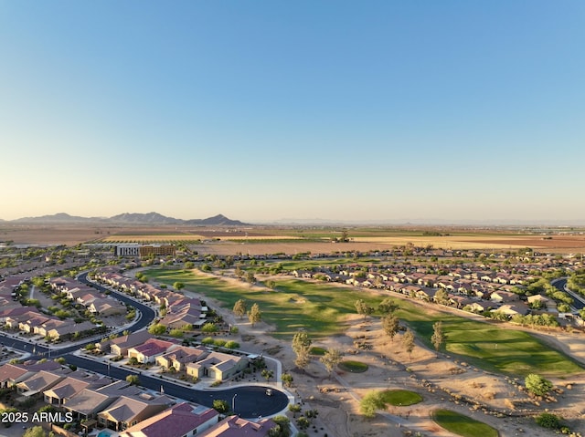 2401 E Antigua Dr, Casa Grande, AZ 85194 - aerial view at dusk of a residential view, a mountain view, and view of golf course
