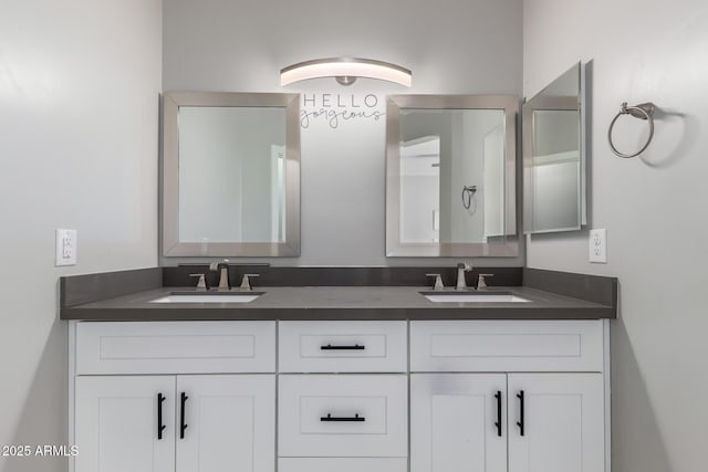 bathroom with double vanity and a sink