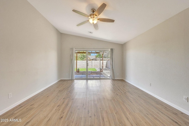 166 W Merrill Ct, Gilbert, AZ 85233 - empty room featuring lofted ceiling, ceiling fan, and light wood-style floors