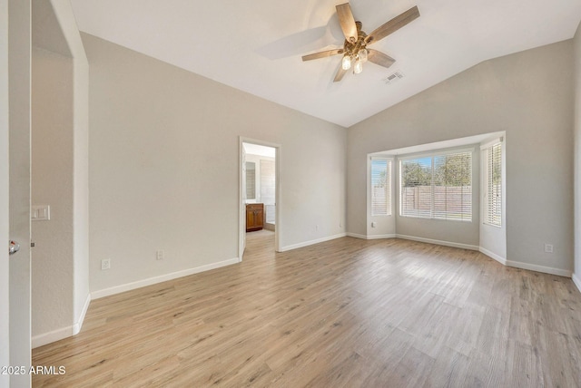 166 W Merrill Ct, Gilbert, AZ 85233 - empty room with lofted ceiling, ceiling fan, and light wood finished floors
