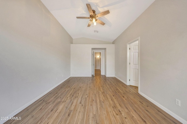 166 W Merrill Ct, Gilbert, AZ 85233 - spare room featuring a ceiling fan, light wood-type flooring, and vaulted ceiling