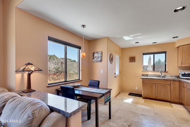 view of tiled dining room