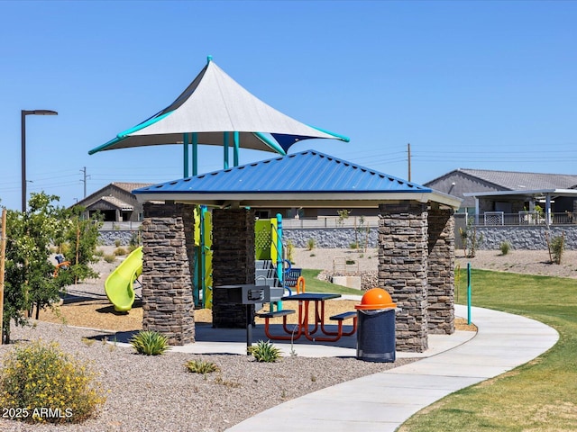 view of play area with a gazebo