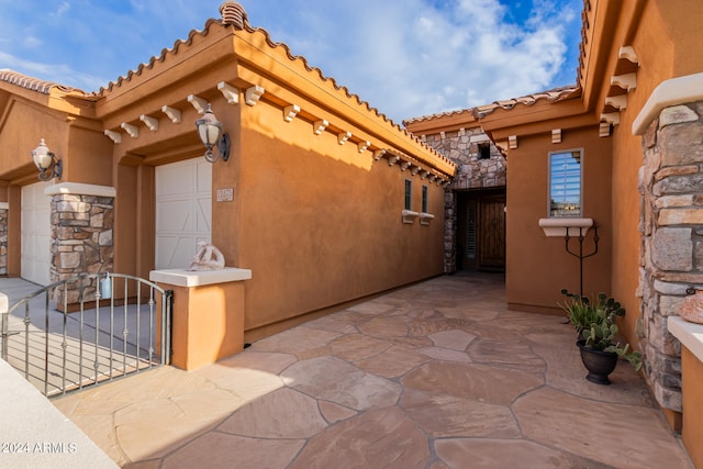 exterior space featuring a garage