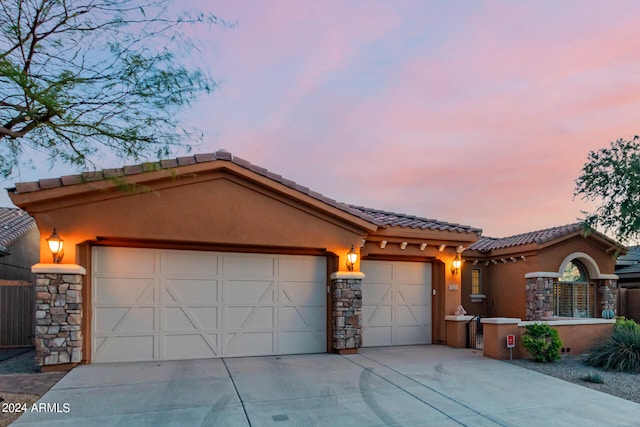 view of front of house with a garage