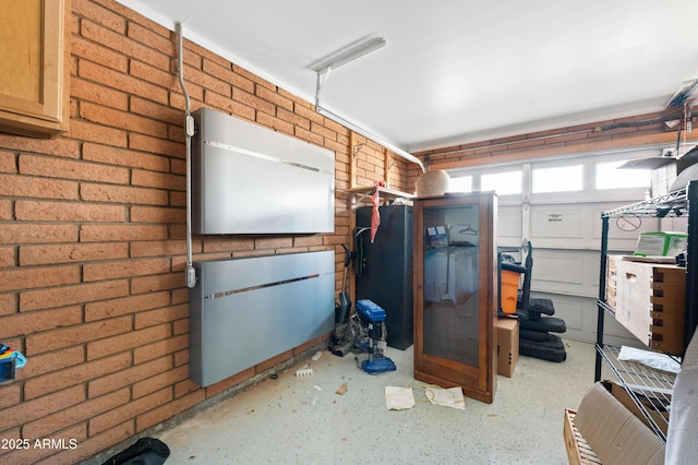 interior space with brick wall